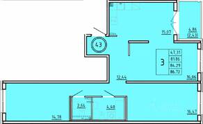 МЖК «Образцовый квартал 16», планировка 3-комнатной квартиры, 81.86 м²