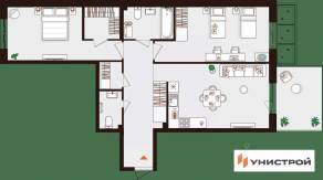 МЖК «Лисино», планировка 2-комнатной квартиры, 77.57 м²