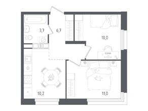ЖК «Ольховый Квартал», планировка 2-комнатной квартиры, 41.60 м²