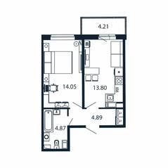 ЖК «Полис ЛАВрики», планировка 1-комнатной квартиры, 36.60 м²