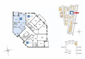 ЖК «Ново-Никольское», планировка 2-комнатной квартиры, 72.20 м²