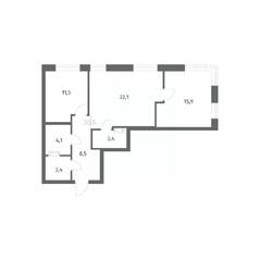 ЖК «NEWПИТЕР», планировка 2-комнатной квартиры, 68.98 м²