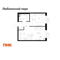 ЖК «Люблинский парк», планировка 1-комнатной квартиры, 35.80 м²