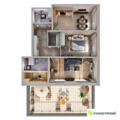 ЖК «Upoint», планировка 2-комнатной квартиры, 99.40 м²