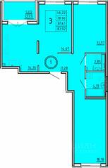 МЖК «Образцовый квартал 16», планировка 3-комнатной квартиры, 78.90 м²