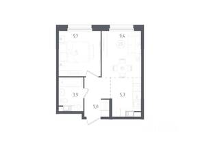 ЖК «Ольховый Квартал», планировка 1-комнатной квартиры, 33.70 м²
