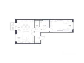 ЖК «Новое Видное», планировка 2-комнатной квартиры, 60.60 м²