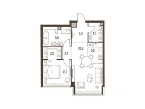 ЖК «High Life», планировка 2-комнатной квартиры, 62.70 м²