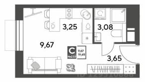 ЖК Арт-квартал «Публицист», планировка студии, 19.65 м²