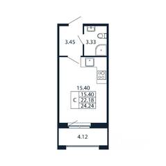 ЖК «Полис Новоселье», планировка студии, 23.96 м²