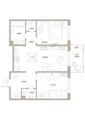 ЖК «Тишин», планировка 2-комнатной квартиры, 60.57 м²