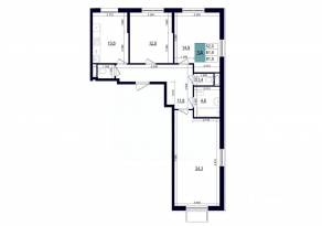 ЖК «Одинцово сити», планировка 3-комнатной квартиры, 81.90 м²