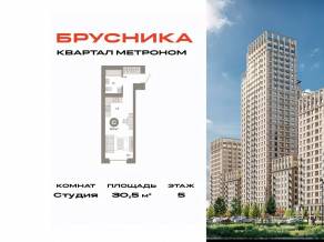 ЖК «Квартал Метроном», планировка студии, 30.50 м²