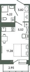 ЖК «Загляденье», планировка студии, 24.84 м²