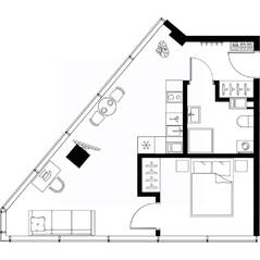 Апарт-комплекс «МОСКО», планировка 2-комнатной квартиры, 43.60 м²