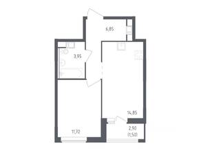 ЖК «Южная Нева», планировка 1-комнатной квартиры, 38.10 м²