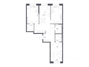 ЖК «Заречье Парк», планировка 3-комнатной квартиры, 90.14 м²