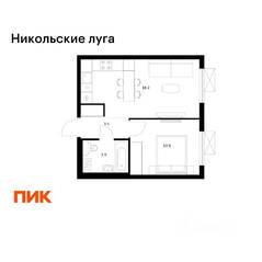 ЖК «Никольские луга», планировка 1-комнатной квартиры, 36.20 м²
