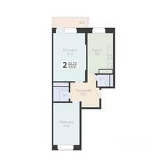 ЖК «Арт-квартал Онегин», планировка 2-комнатной квартиры, 68.15 м²
