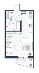 ЖК «Ново-Антропшино», планировка студии, 28.80 м²