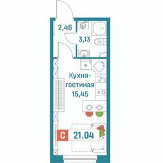 ЖК «Графика», планировка студии, 21.04 м²