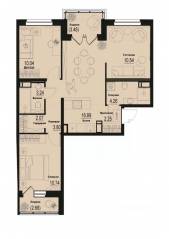 ЖК «ID Murino III», планировка 3-комнатной квартиры, 66.91 м²