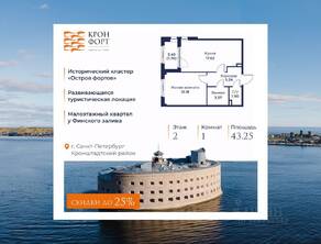 МЖК «Кронфорт. Центральный», планировка 1-комнатной квартиры, 43.25 м²