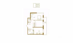 МЖК «Новая история», планировка 2-комнатной квартиры, 57.72 м²