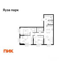 ЖК «Яуза парк (ПИК)», планировка 3-комнатной квартиры, 84.50 м²