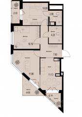 ЖК «ID Murino III», планировка 3-комнатной квартиры, 62.73 м²