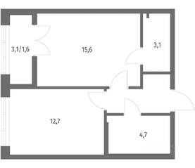 ЖК «NEWПИТЕР», планировка 1-комнатной квартиры, 41.70 м²