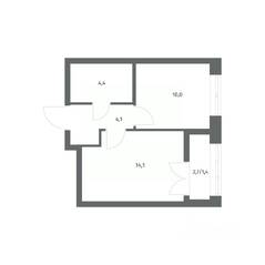 ЖК «NEWПИТЕР», планировка 1-комнатной квартиры, 34.06 м²