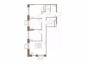ЖК «Фабрикант», планировка 3-комнатной квартиры, 69.40 м²