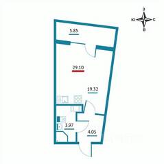 ЖК «Левитан», планировка студии, 29.10 м²