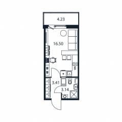 ЖК «Полис ЛАВрики», планировка студии, 22.70 м²