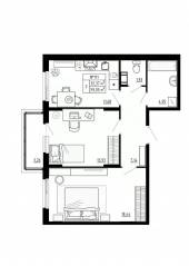 МЖК «Аннино Сити», планировка 2-комнатной квартиры, 59.05 м²