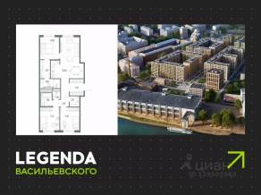 ЖК «LEGENDA Васильевского», планировка 3-комнатной квартиры, 91.92 м²