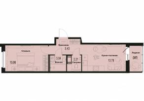 ЖК «ID Murino III», планировка 1-комнатной квартиры, 39.35 м²
