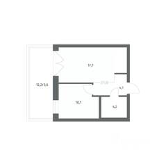 ЖК «NEWПИТЕР», планировка 1-комнатной квартиры, 39.77 м²