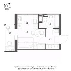 ЖК «Монография», планировка студии, 24.70 м²