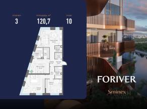 ЖК «Квартал Foriver», планировка 3-комнатной квартиры, 120.70 м²