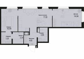 ЖК «ID Murino III», планировка 2-комнатной квартиры, 56.88 м²