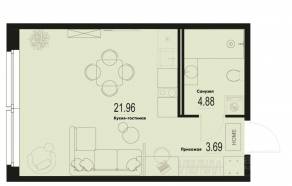 ЖК «ID Murino III», планировка студии, 30.53 м²