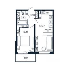 ЖК «Полис ЛАВрики», планировка 1-комнатной квартиры, 36.40 м²