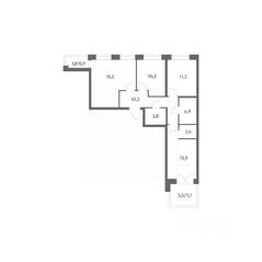 ЖК «NEWПИТЕР», планировка 3-комнатной квартиры, 79.10 м²