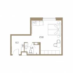 Апарт-комплекс «VIDI», планировка студии, 34.00 м²