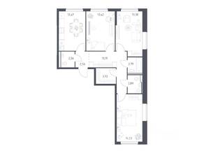 ЖК «Горки Парк», планировка 3-комнатной квартиры, 78.52 м²