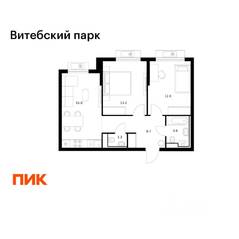 ЖК «Витебский парк», планировка 2-комнатной квартиры, 56.20 м²