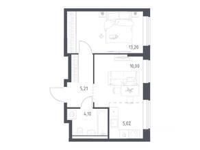 ЖК «Квартал Домашний», планировка 1-комнатной квартиры, 37.53 м²