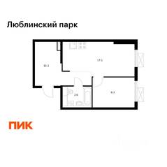 ЖК «Люблинский парк», планировка 1-комнатной квартиры, 41.10 м²